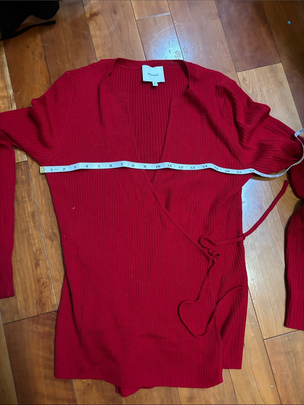 Reformation Red Wrap Ribbed Knit Top - Picture 7 of 9